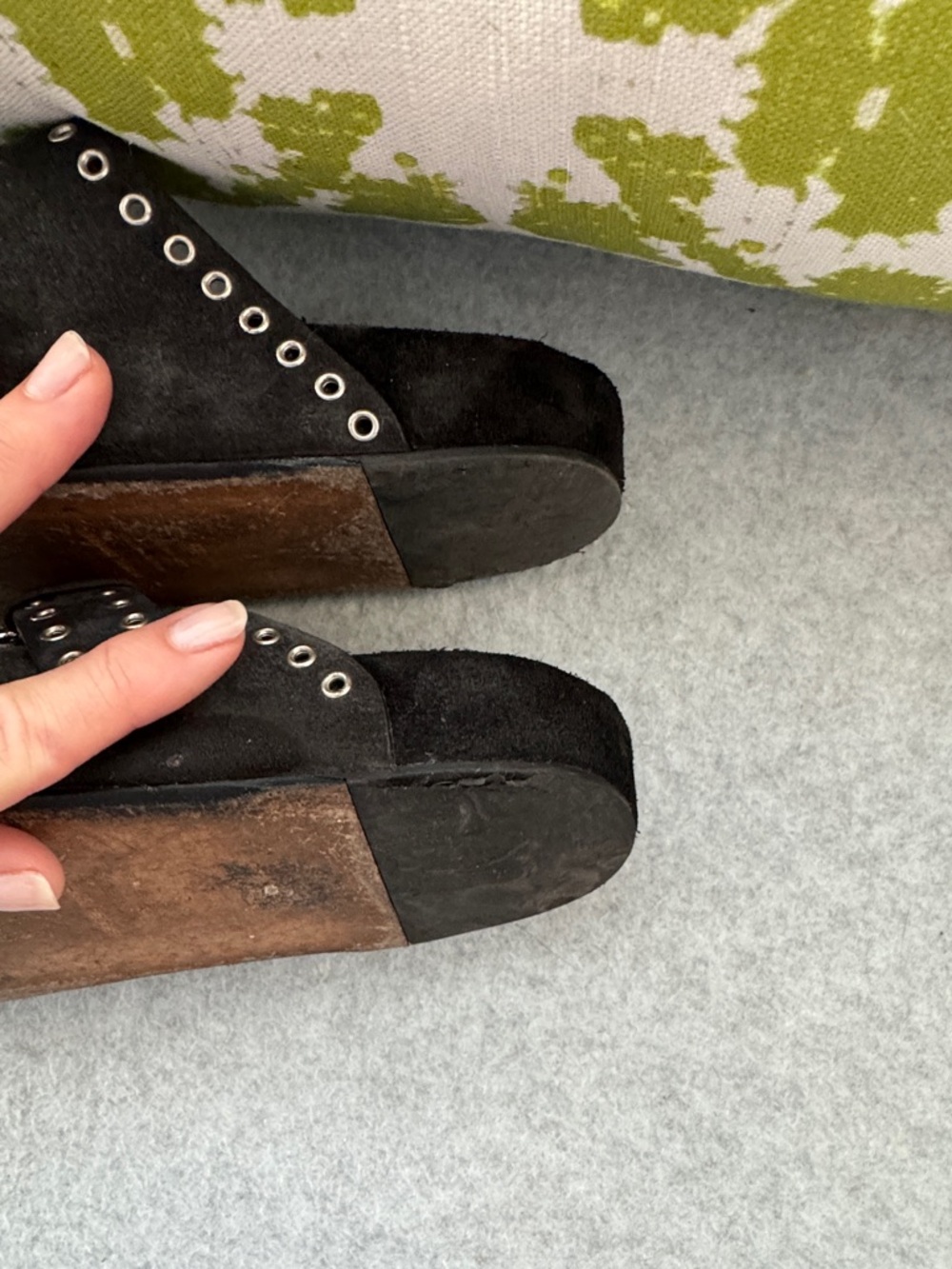 Isabel Marant Black Grommet Double-Strap Slide Sandals - Picture 6 of 6